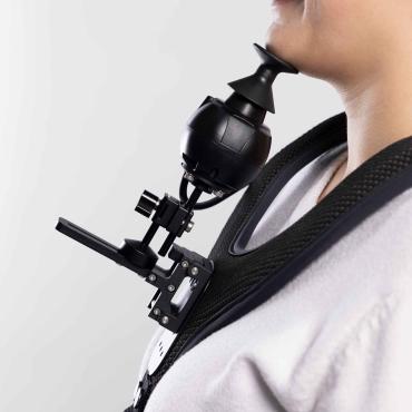 This is a photo of a Chin Control Harness with an All-round joystick mounted on the harness